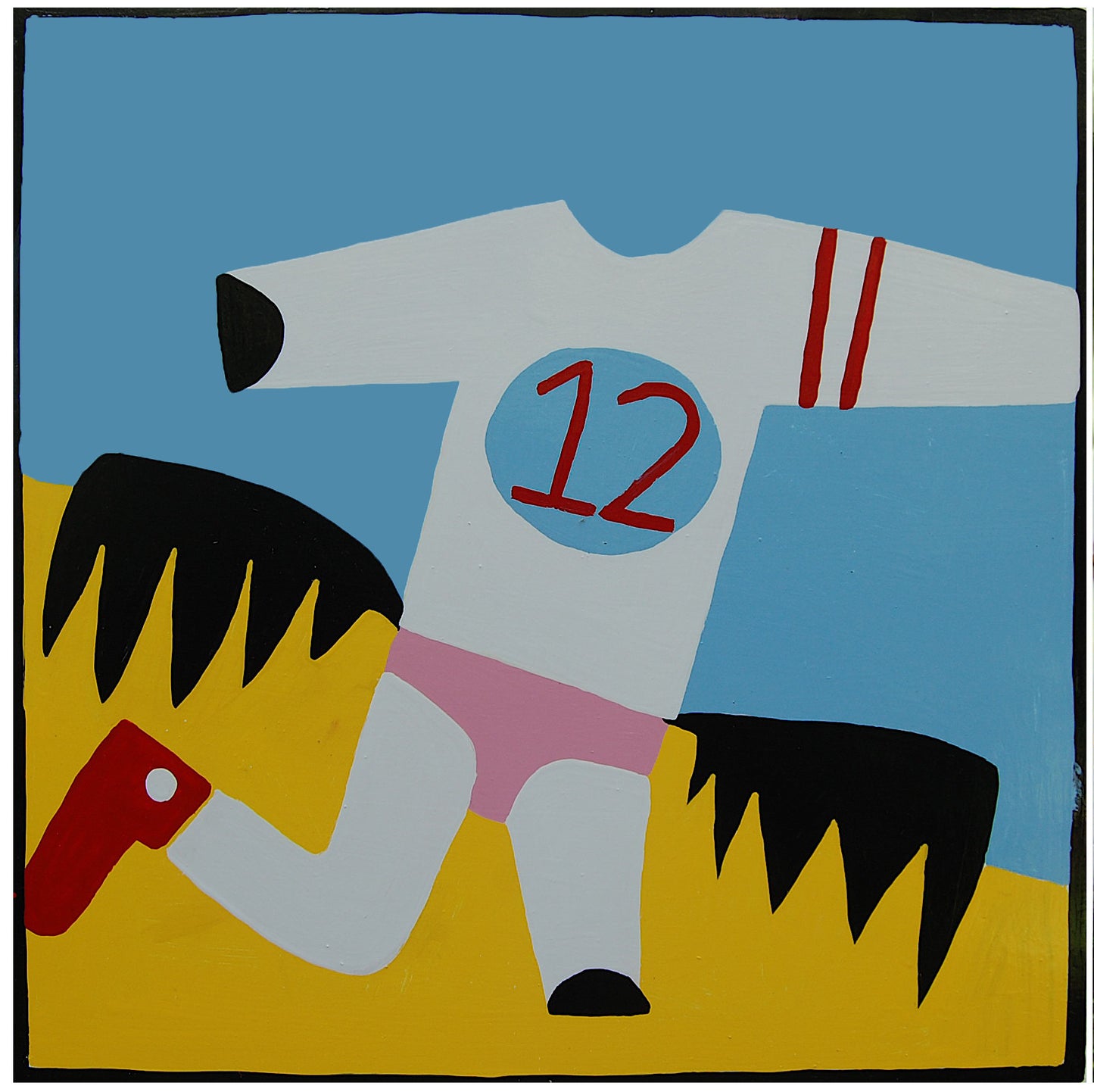 Sports influenced original artwork, oil on board. Large-scale design for home and office decoration.