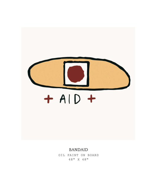 Illustration of a bandaid with 'AID' text on a white background