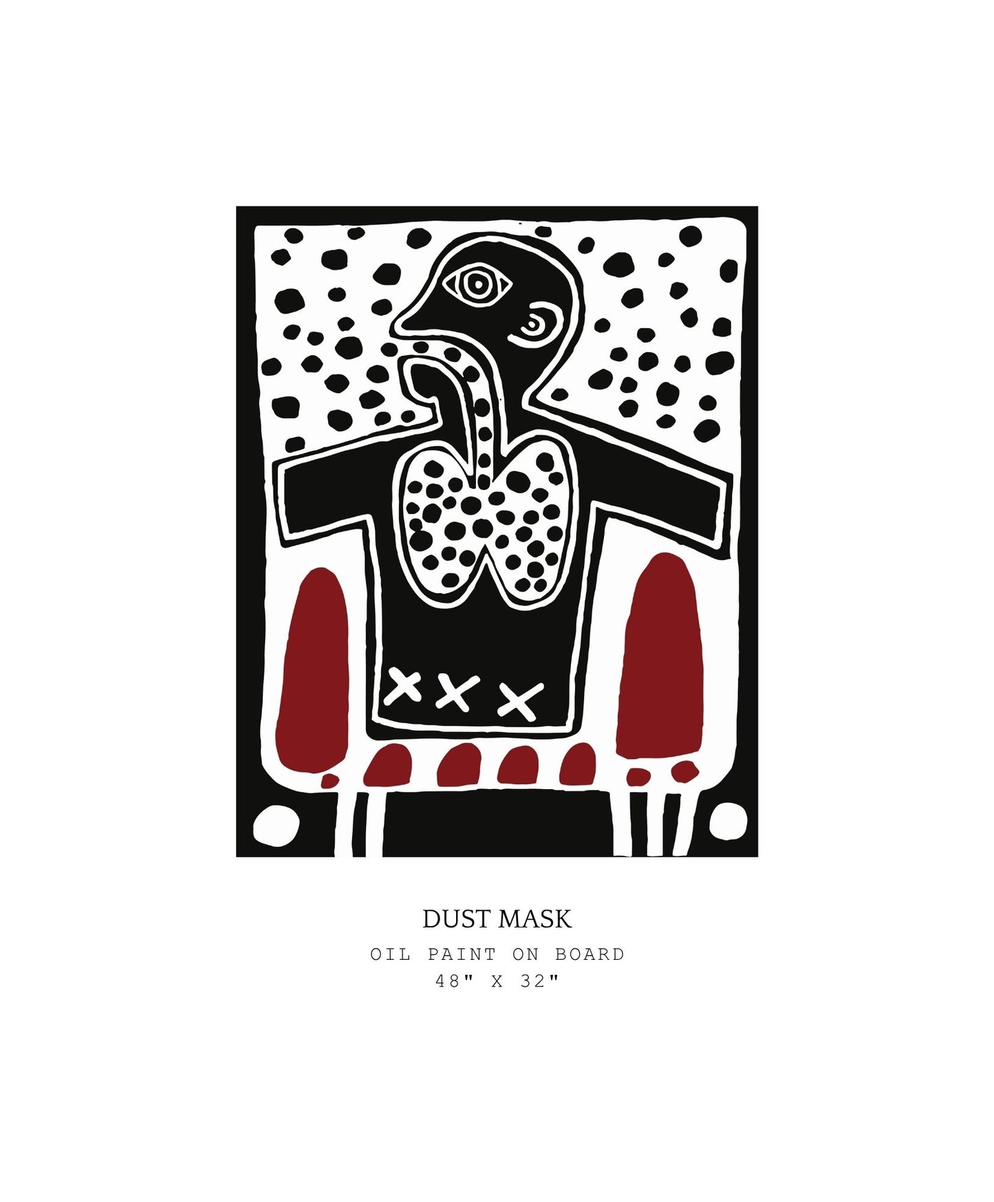 Artistic depiction of a 'Dust Mask' with abstract design on a white background