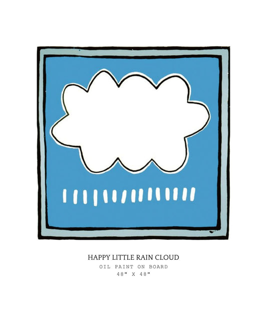 Artistic depiction of a cloud on a blue background with text below.