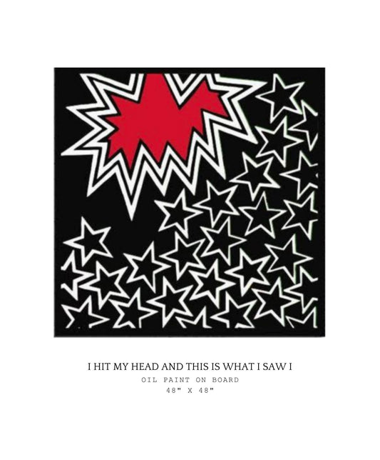 Artistic depiction of stars with a red center on a black background