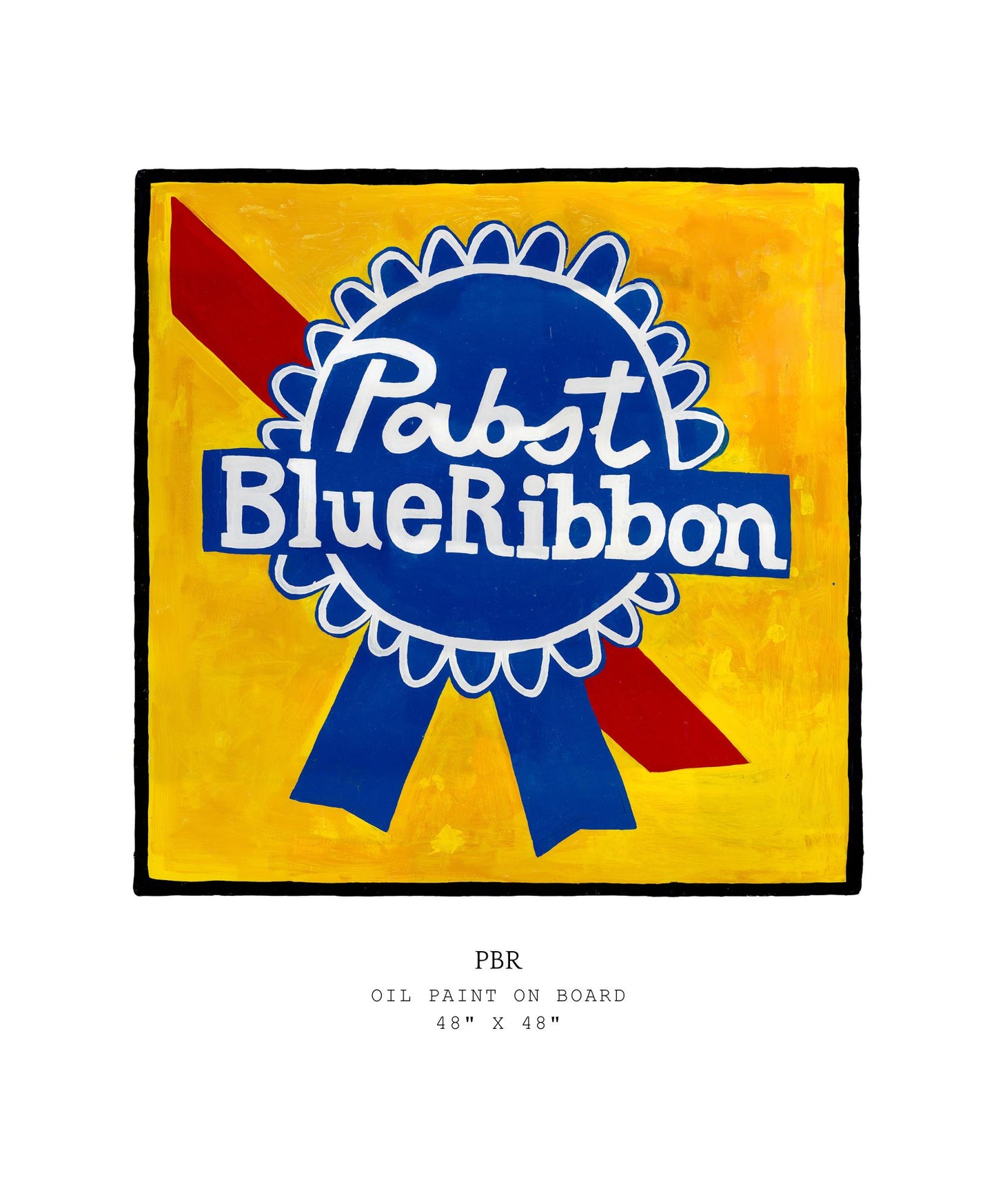 Pabst Blue Ribbon vintage logo on a yellow background