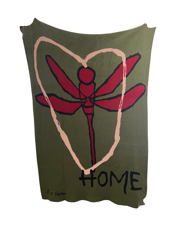 HOME DRAGONFLY HEART THROW BLANKET -