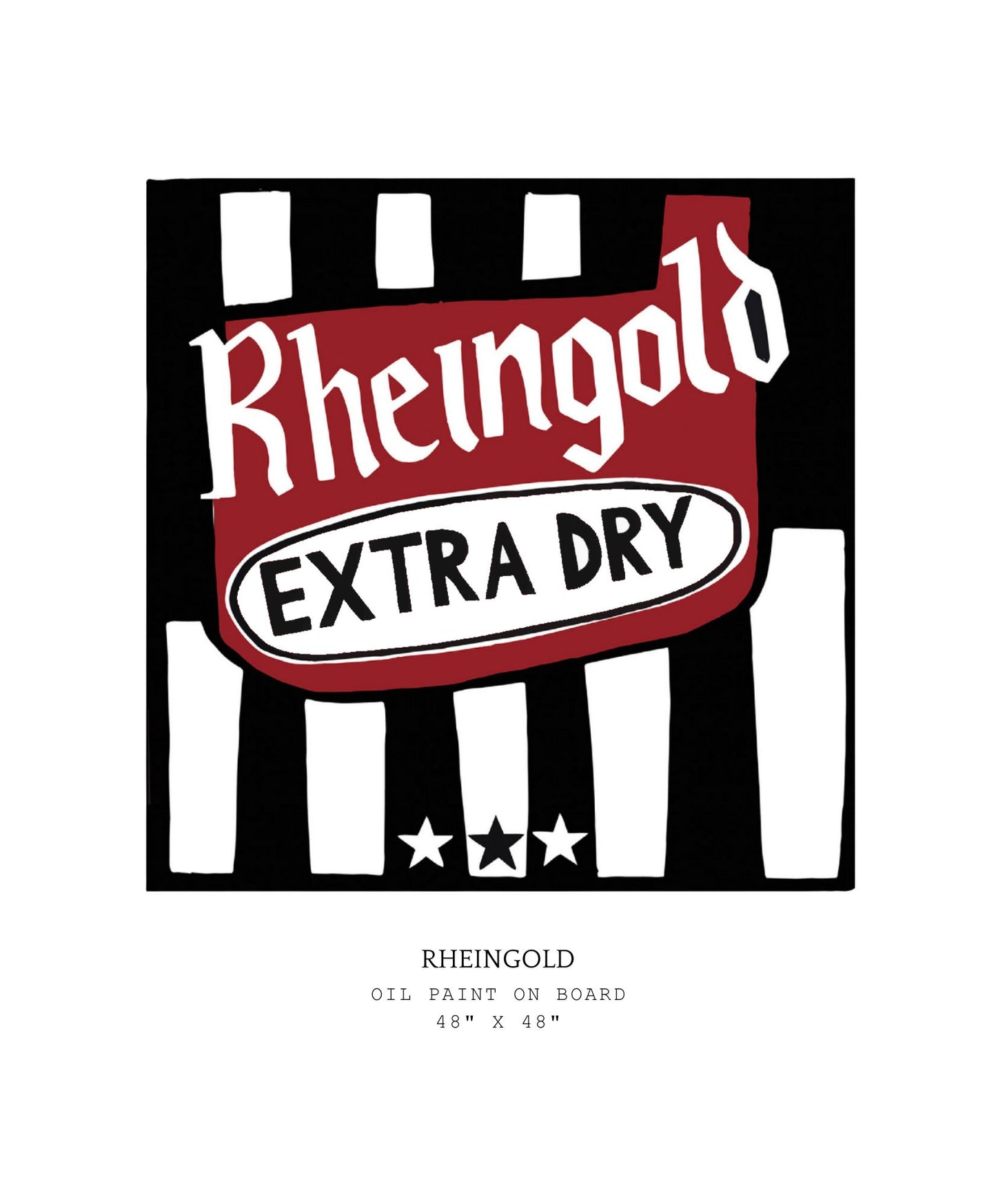 Rheingold Extra Dry vintage logo on a black and white striped background