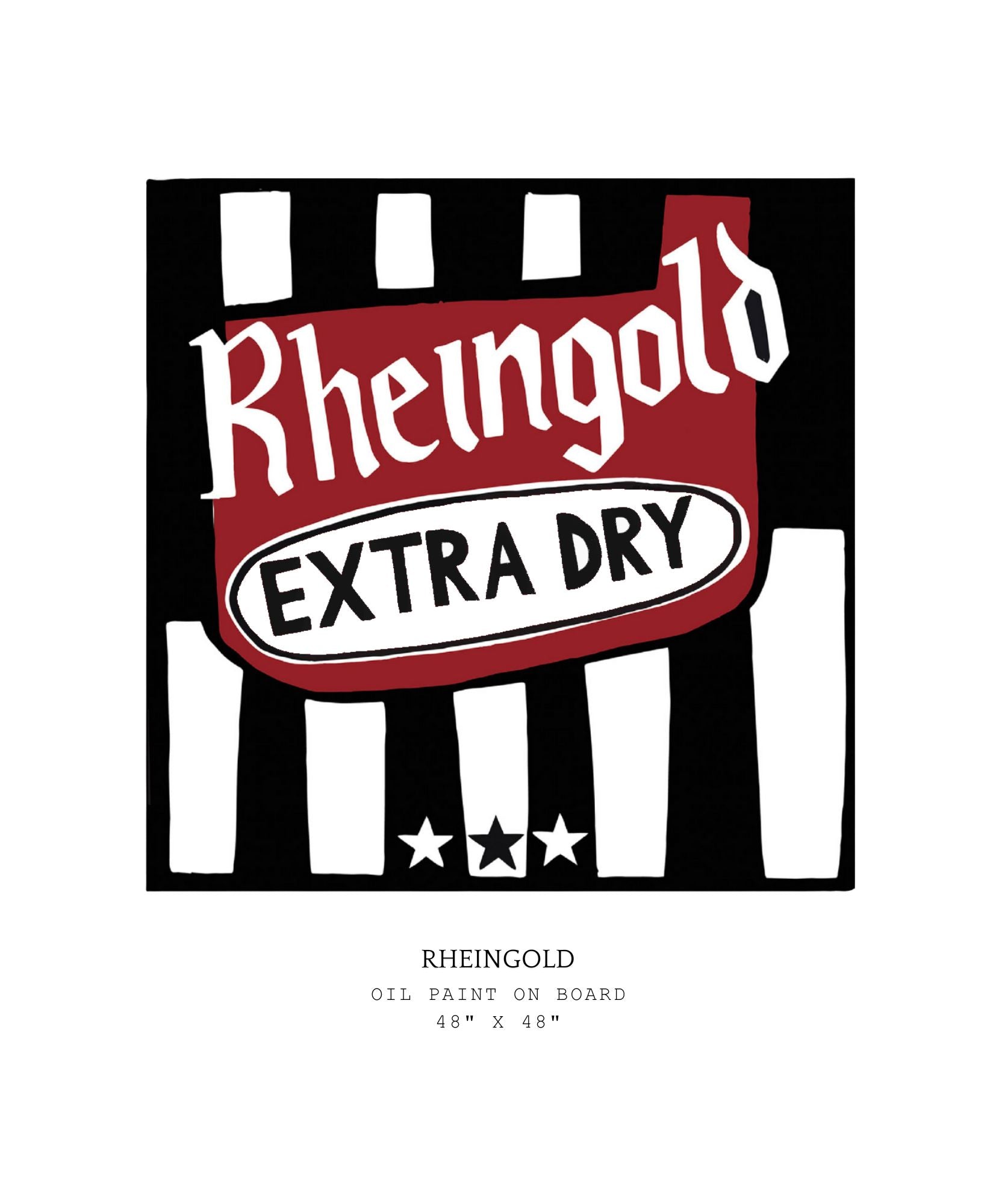 Rheingold Extra Dry vintage logo on a black and white striped background