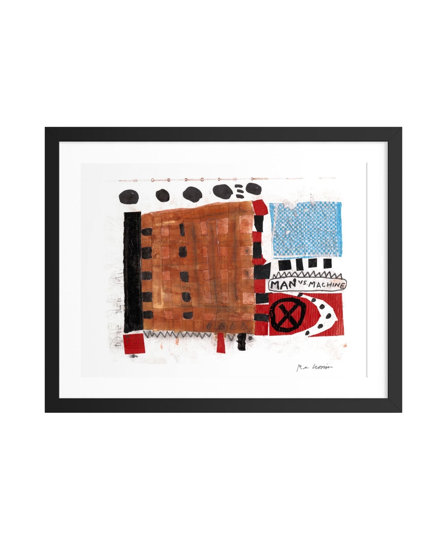 Framed abstract artwork with geometric shapes and patterns on a white background. Part of a series created during Ryan's artist residency in Senegal through the Josef and Anni Albers Foundation.