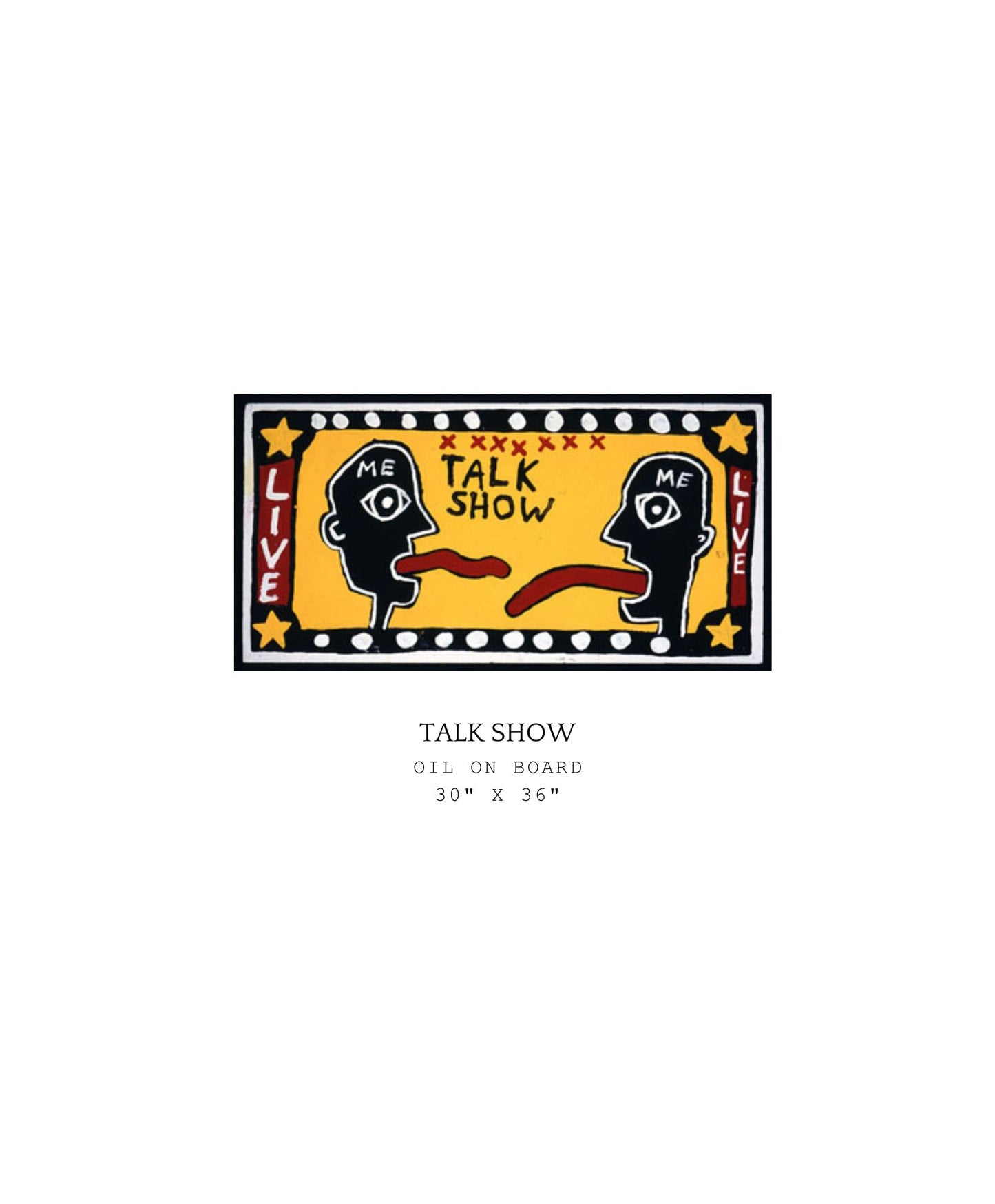 Two people with tongues out with words "Talk Show" and "Live"