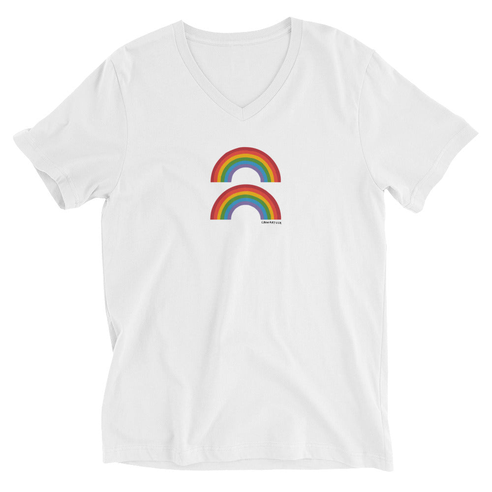 Double Rainbow Unisex Short Sleeve V-Neck T-Shirt