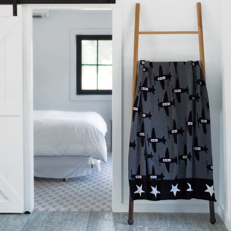 airplane design up-cycled cotton throws and blankets