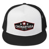 Original trucker had, designed and produced in USA by artist Ryan Cronin. Black with white front.