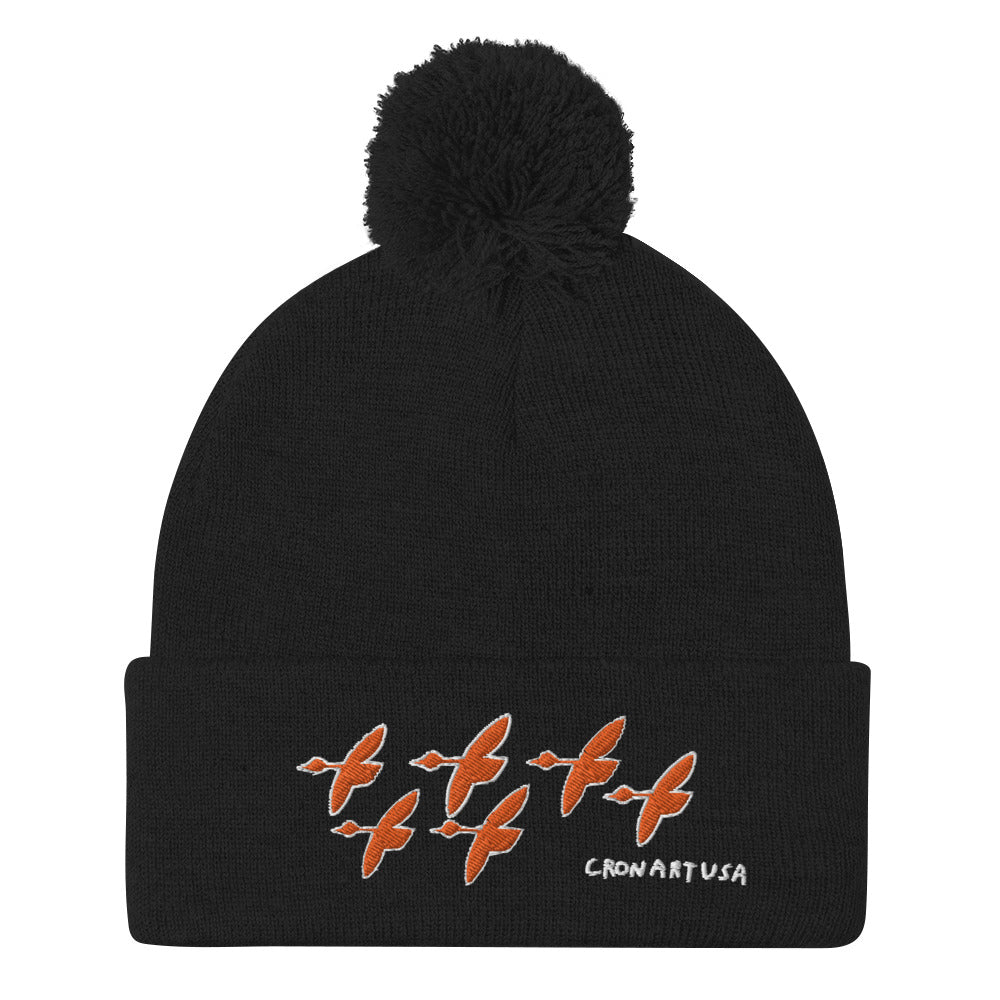 Red Geese Pom Pom Beanie
