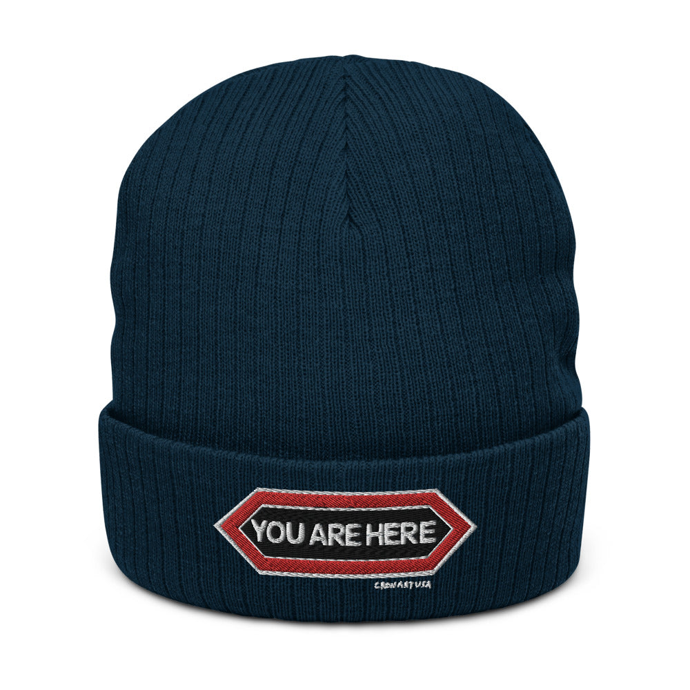 You Are Here Recycled Cuffed Beanie