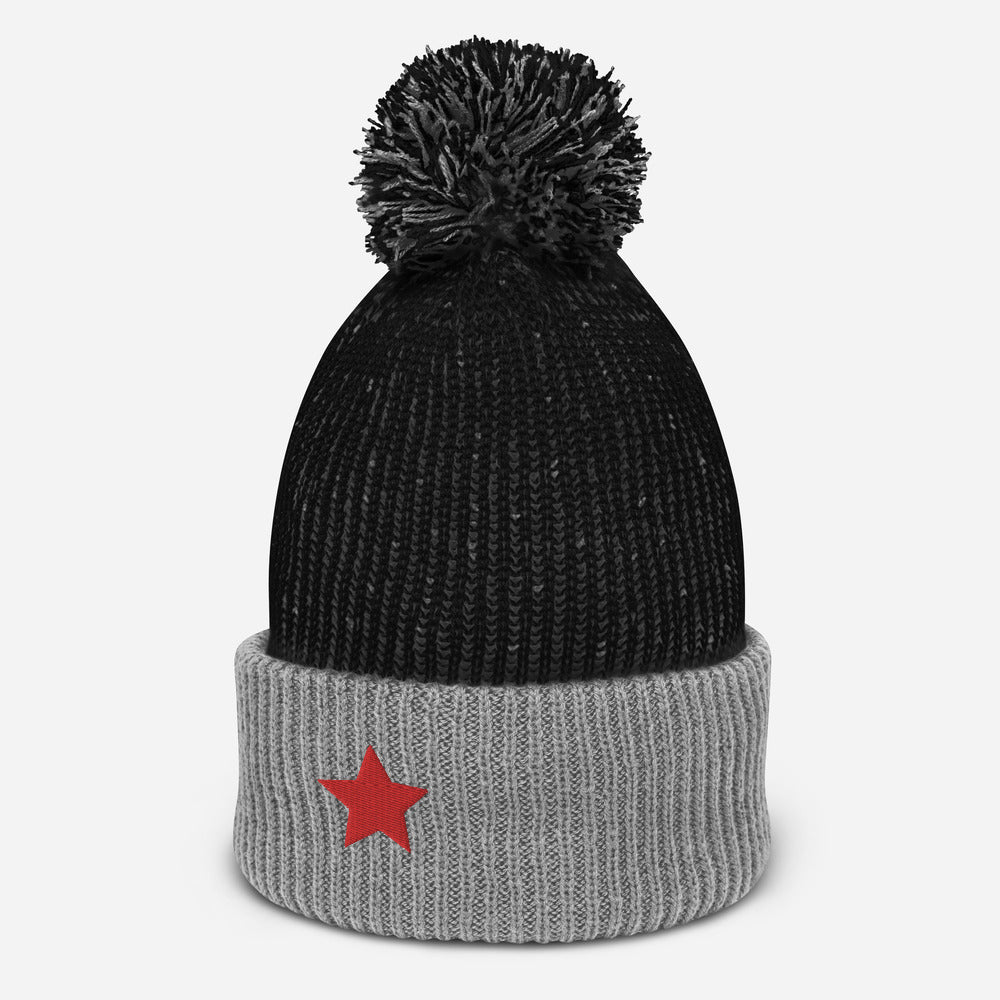 Red Star Pom Pom Beanie